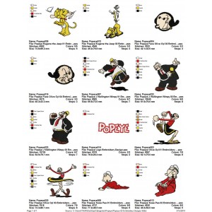 Package 12 Popeye 02 Embroidery Designs